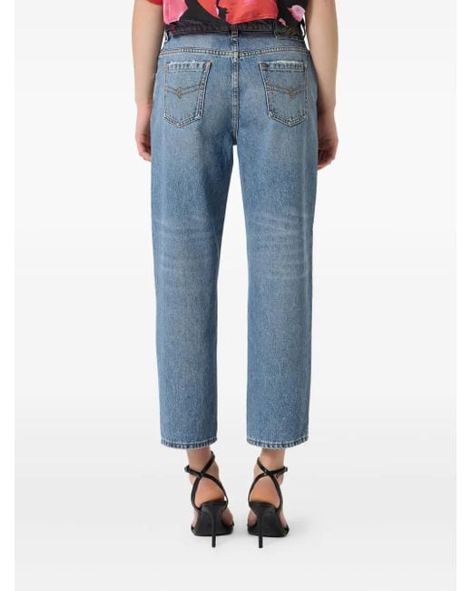 Blumarine Blue Whisker-Effect Jeans