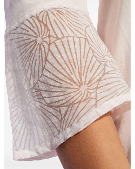 Hanro White Devoré-effect Round-neck Pajamas
