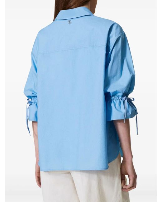 Twinset Blue Spray-Paint Effect Shirt