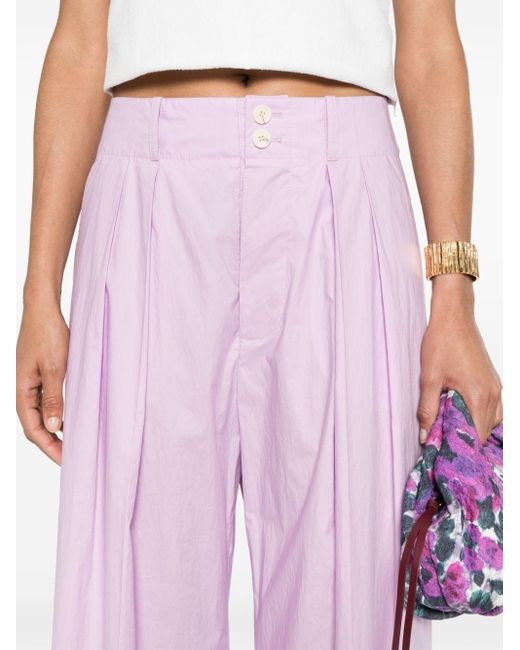 Plan C Pink Pleated Palazzo Trousers