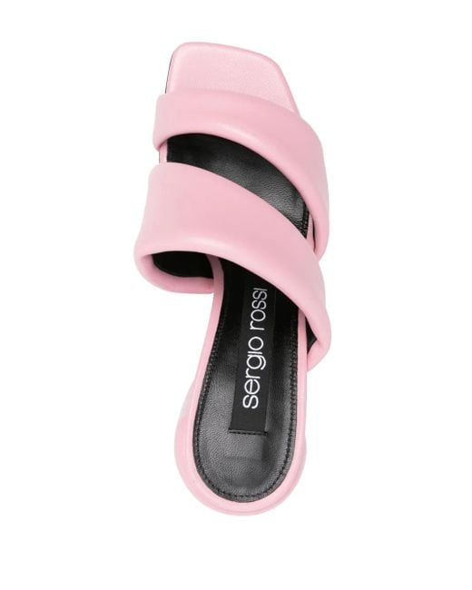 Sergio Rossi Pink Padded Light Nappa Leather Double-Strap Sandals