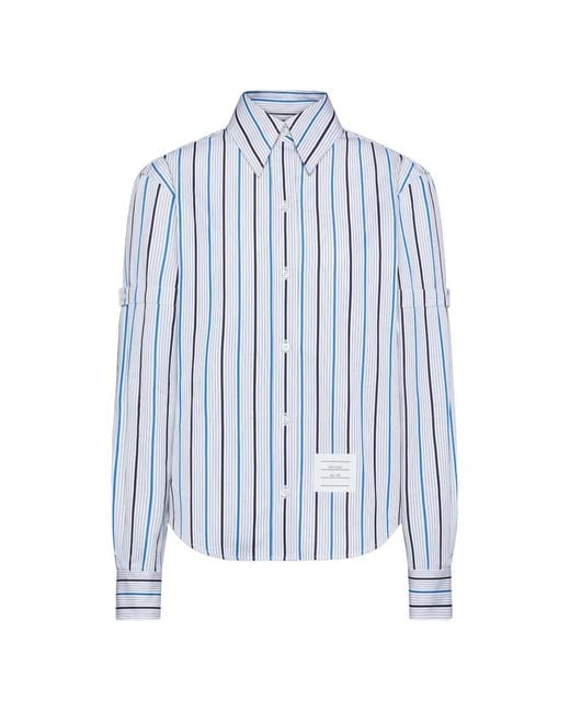 Thom Browne Blue Bar-Stripe Armband Shirt