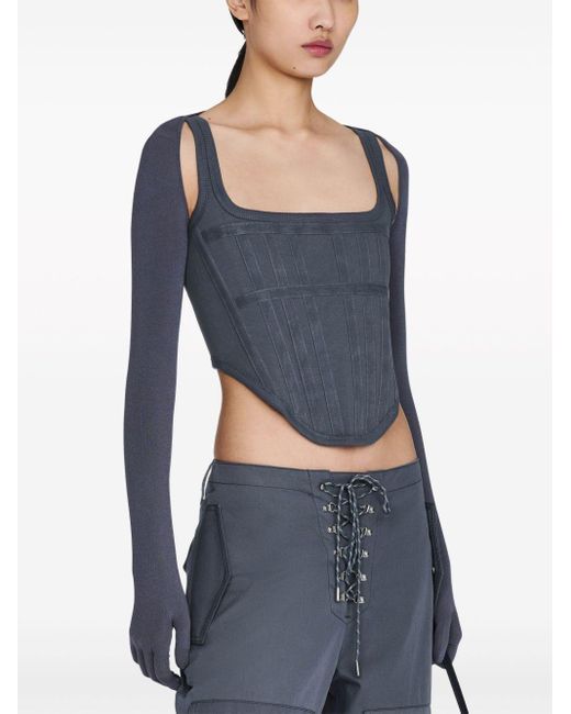 Dion Lee Blue Gloved-sleeve Knitted Top