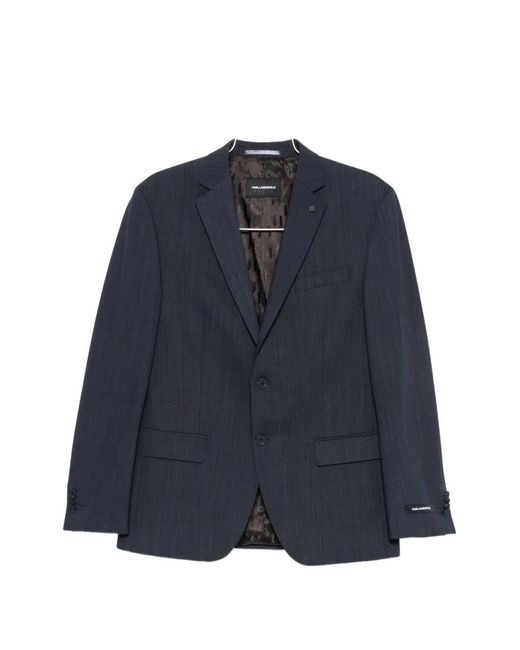 Karl Lagerfeld Blue Single-Breasted Notch-Lapel Blazer for men