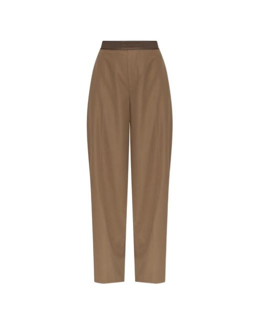 Alexander Wang Natural Logo-Waistband Palazzo Pants