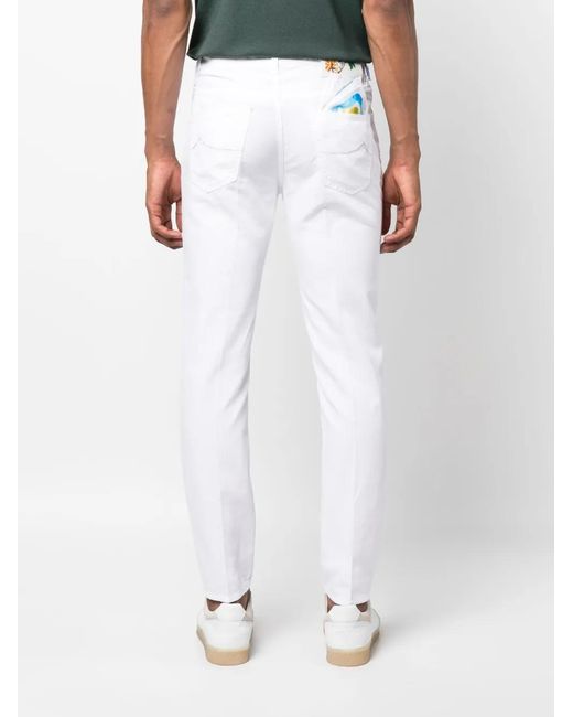 Jacob Cohen White Mid-Rise Slim-Cut Jeans for men