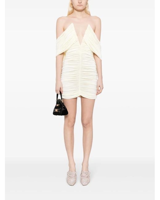 Magda Butrym Natural V-Neck Ruched Minidress