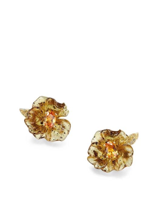 Anabela Chan Metallic Petunia Sapphire Drop Earrings