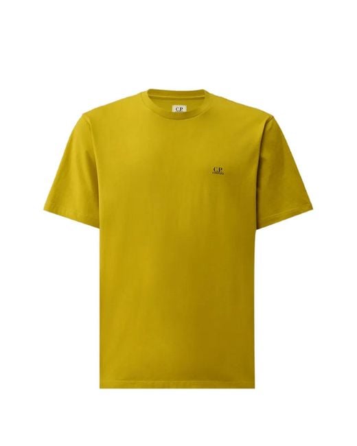 C P Company Yellow 30/1 Jersey Short-Sleeve Goggle T-Shirt for men