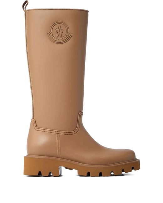 Moncler Brown Kniehohe Stiefel mit Logo-Patch