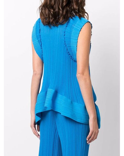 Stella McCartney Blue Two-Tone Fine-Ribbed Top