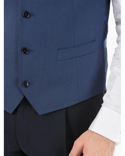 Corneliani Blue Single-Breasted Logo-Print Waistcoat for men
