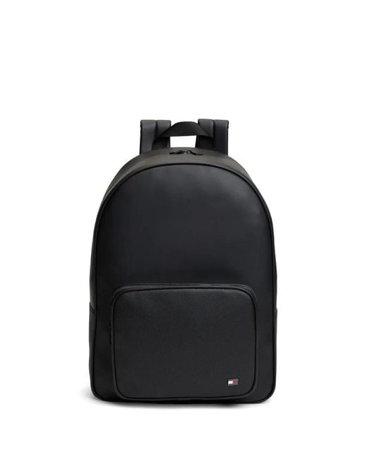 Tommy Hilfiger Black Perforated-Panel Backpack for men