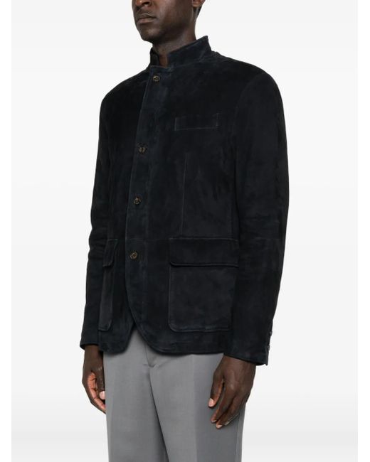 Eleventy Black Patch Pocket Suede Jacket for men
