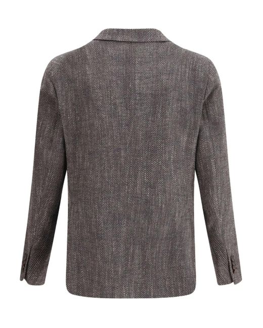 Tagliatore Gray Herringbone Peaked-Lapel Blazer for men