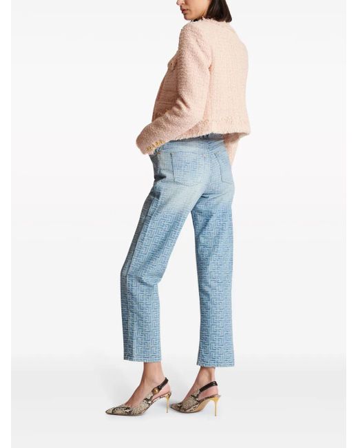 Balmain Kraagloos Tweed Jack in het Pink