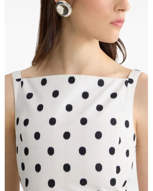 Patou White Polka Dot Pencil Mini Dress