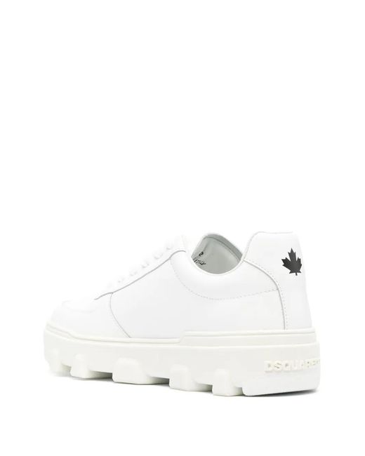 DSquared² White Logo-Printed Leather Sneakers for men