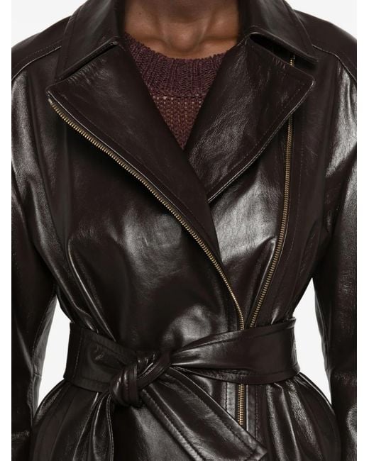 Max Mara Black Giusto Belted Leather Jacket