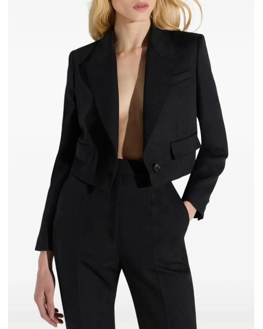 Elisabetta Franchi Blue Wool Cropped Jacket