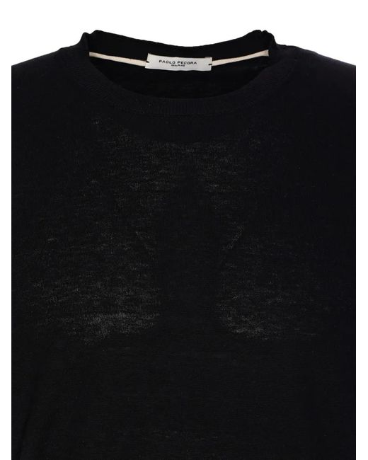 Paolo Pecora Black Silk-Blend T-Shirt for men