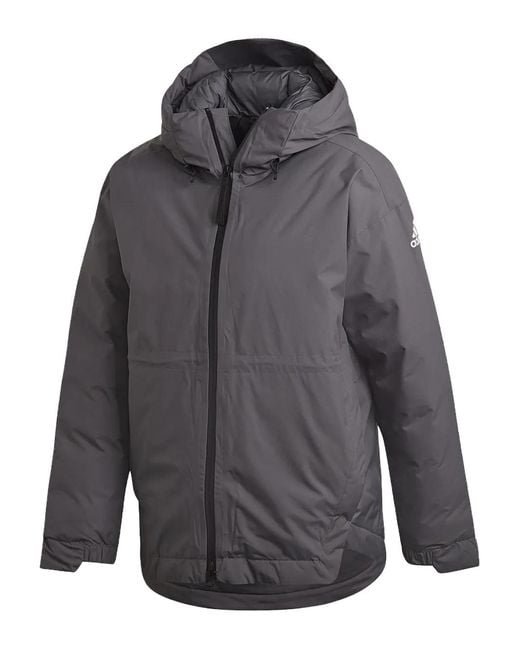 Adidas Gray Rain.Rdy Hooded Stripe Jacket