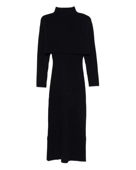 Robe Nervurée À Col Montant Maje en coloris Black