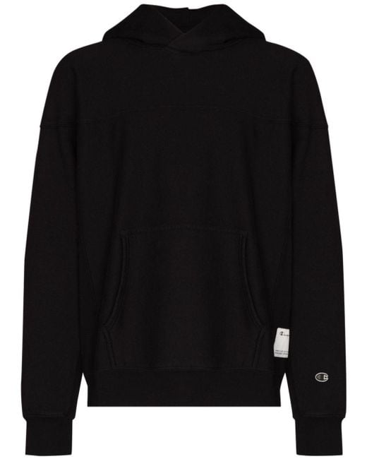 Champion Black Logo-Patch Hoodie for men