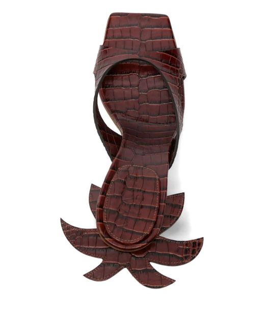 A.W.A.K.E. MODE Brown 90Mm Crocodile-Effect Heeled Sandals