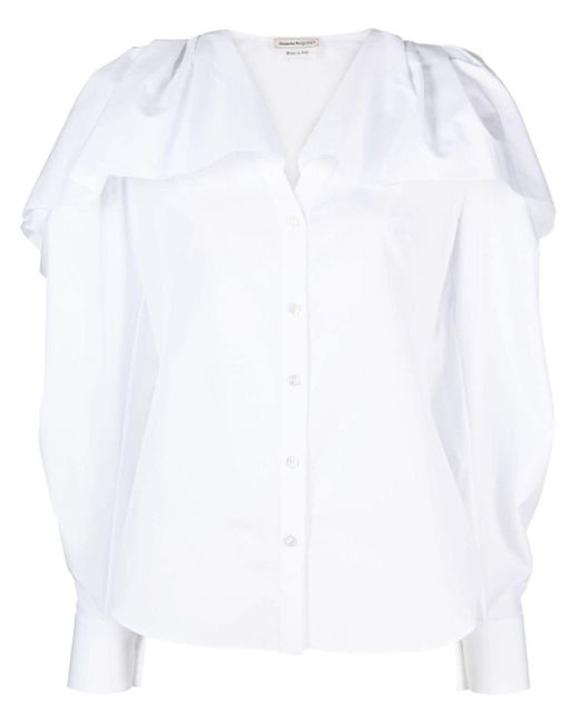 Alexander McQueen White Ruffled Cotton Shirt