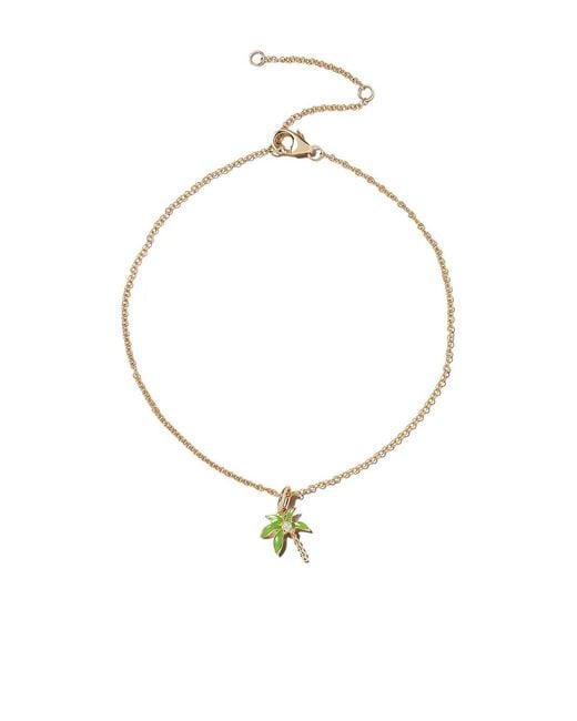 Yvonne Léon Metallic 9Kt Palm Tree Diamond Charm Anklet