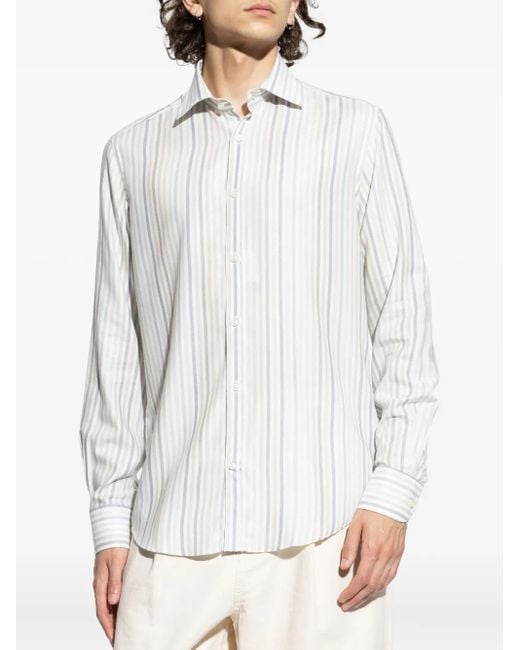 Paul & Shark White Striped Long-Sleeve Shirt for men