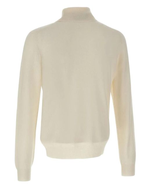 Gran Sasso White Ribbed Turtleneck Sweater for men