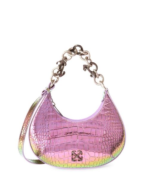 Off-White c/o Virgil Abloh Pink Hemisphere Croco Shoulder Bag
