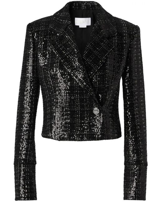 Genny スパンコール クロップドジャケット Black