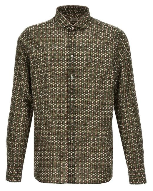 メンズ Borriello プリント シャツ Green