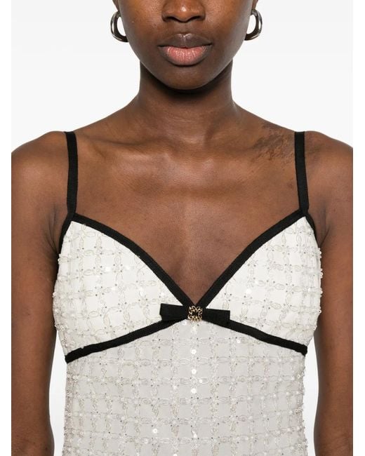 Elie Saab White Sequined Mesh Mini Dress