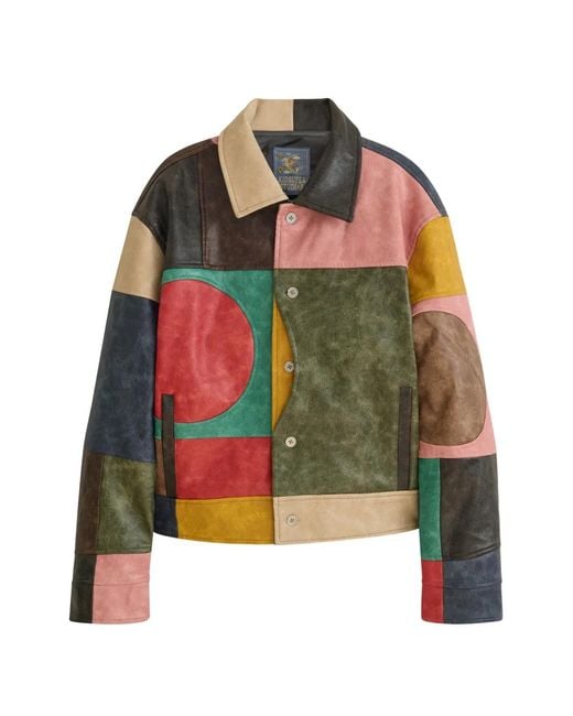 Kidsuper Green Patchwork Leather Jacket for men