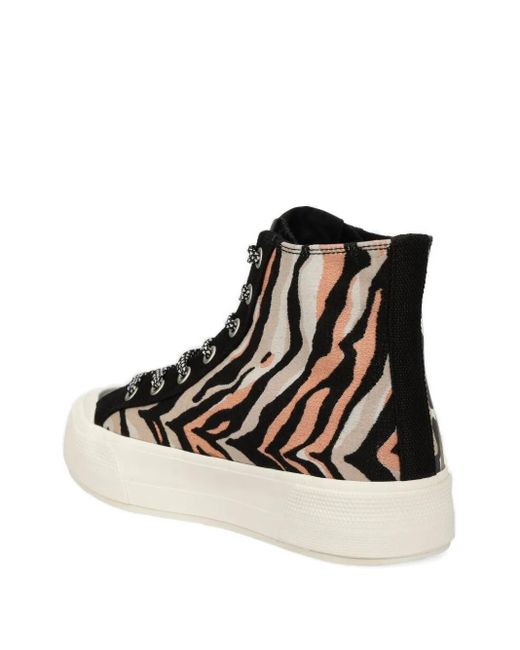 Desigual Black Animal-Print High-Top Sneakers
