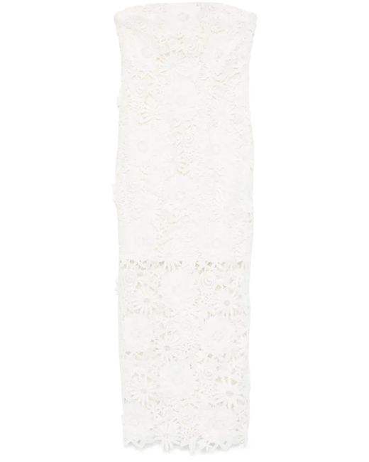 ROTATE BIRGER CHRISTENSEN White Strapless Floral Lace Evening Dress