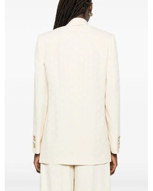 Etro Natural Double-Breasted Jacquard Jacket