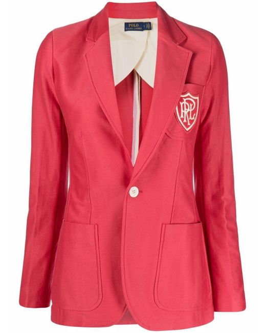 Polo Ralph Lauren Pink Logo-patch Single-breasted Blazer