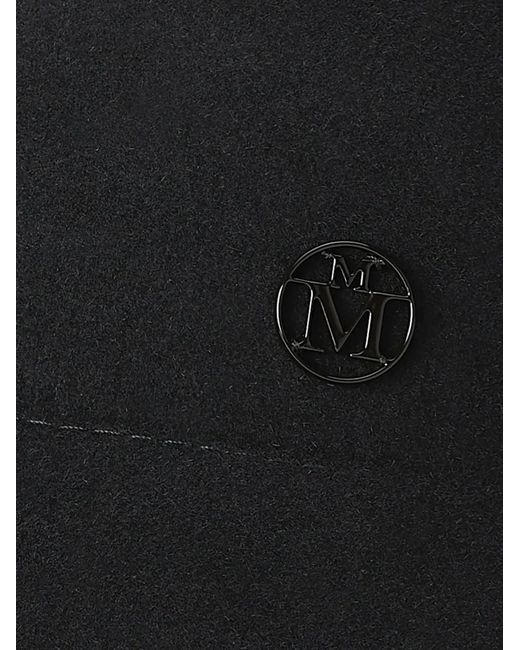 Maison Michel Black Wool Logo-Plaque Cap