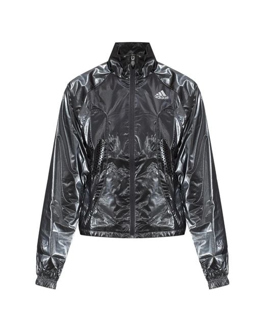 Adidas Black Perforated Outerwear With Zip Fastening