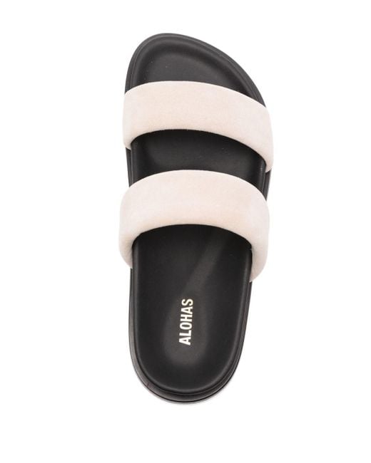 Alohas White Double-strap Suede Sandals