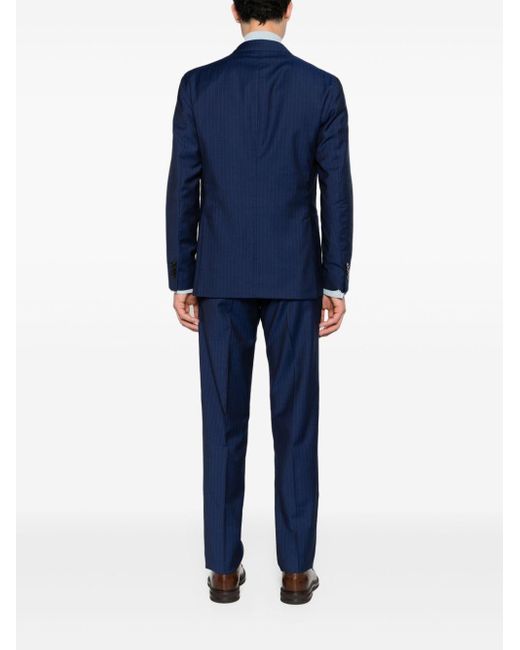 Boglioli Blue Double-breasted Pinstriped Suit for men