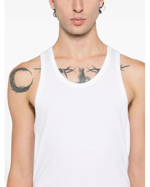 Tom Ford White Scoop Neck Off- Sleeveless Top for men