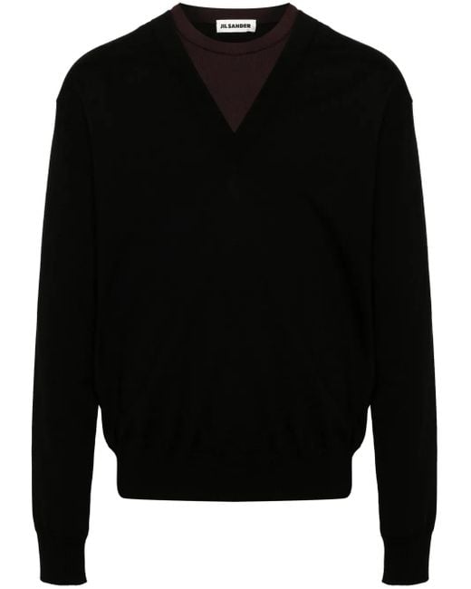 Pull À Design Superposé Jil Sander pour homme en coloris Black