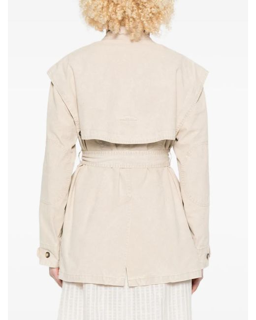Isabel Marant Natural Belted Flap-Pocket Jacket