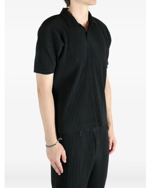 Homme Plissé Issey Miyake Black Basics Pleated Polo for men